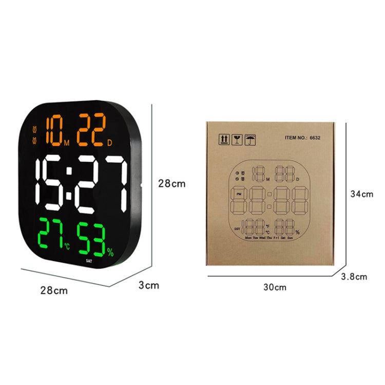 13-Inch LED Acrylic Electronic Clock Large-Screen Square Wall Clock With Timing Temperature Humidity(6632 White Light) - free shipping - PMc TechLife - Order now!