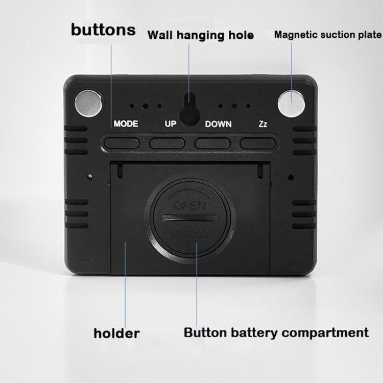 Magnetic LCD Digital Aalarm Clock Large Screen With Temperature Humidity Display(8280 Black) - Alarm Clocks by PMc TechLife | Online Shopping South Africa | PMc TechLife | Buy Now Pay Later Mobicred
