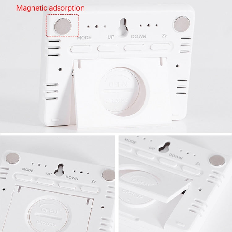 Magnetic LCD Digital Aalarm Clock Large Screen With Temperature Humidity Display(8280 White) - Alarm Clocks by PMc TechLife | Online Shopping South Africa | PMc TechLife | Buy Now Pay Later Mobicred