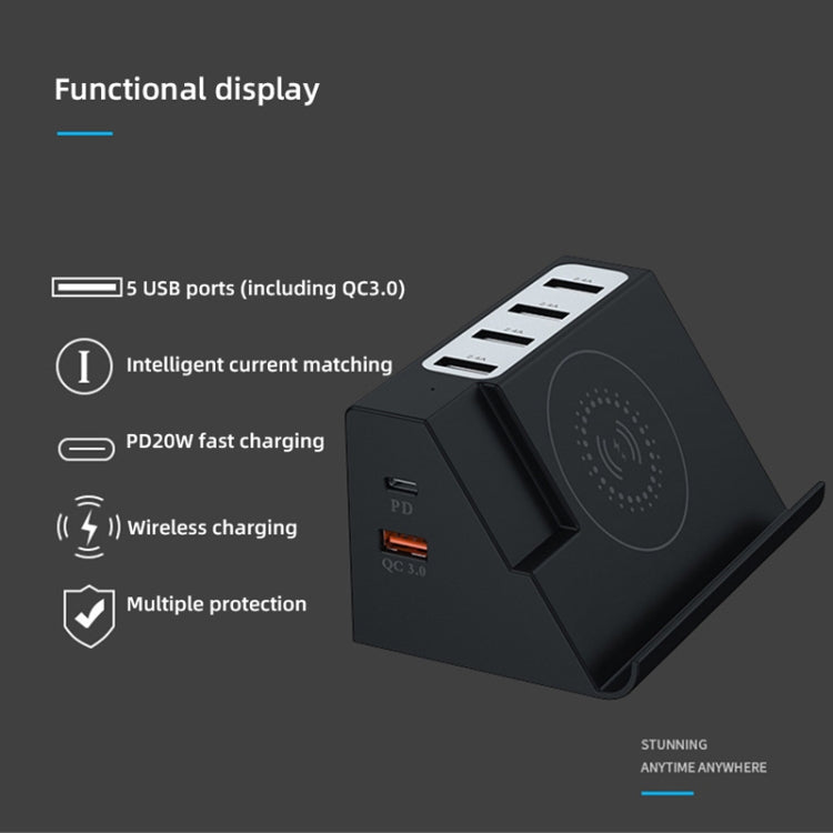 PD 20W +QC 3.0 Wireless Charging+6 Ports Multi-function Charger(US Plug) - free shipping - PMC Jewellery - Order now!