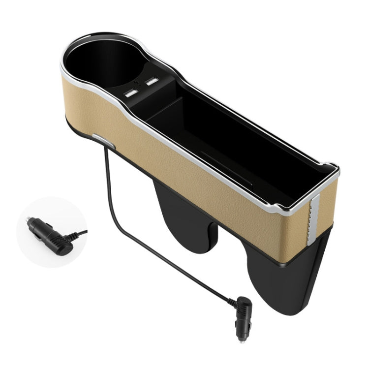 Car Seat Gap Storage Box Multifunctional Mobile Phone USB Charger, Color: QC3.0 Beige - Stowing Tidying by PMC TechLife | Online Shopping South Africa | PMC TechLife | Buy Now Pay Later Mobicred