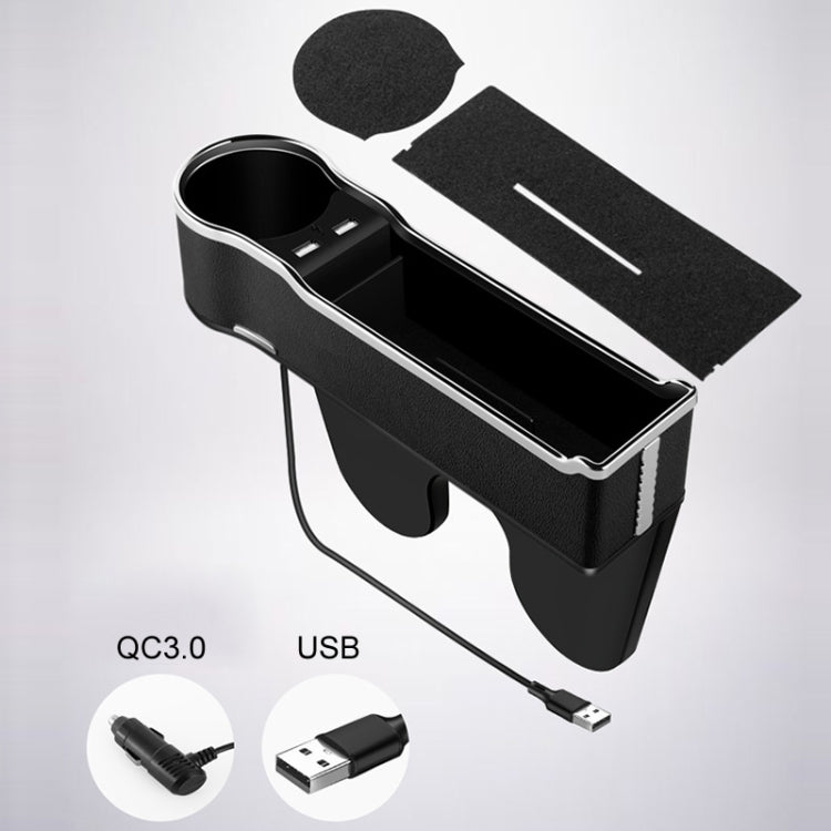 Car Seat Gap Storage Box Multifunctional Mobile Phone USB Charger, Color: QC3.0 Black - Stowing Tidying by PMC TechLife | Online Shopping South Africa | PMC TechLife | Buy Now Pay Later Mobicred