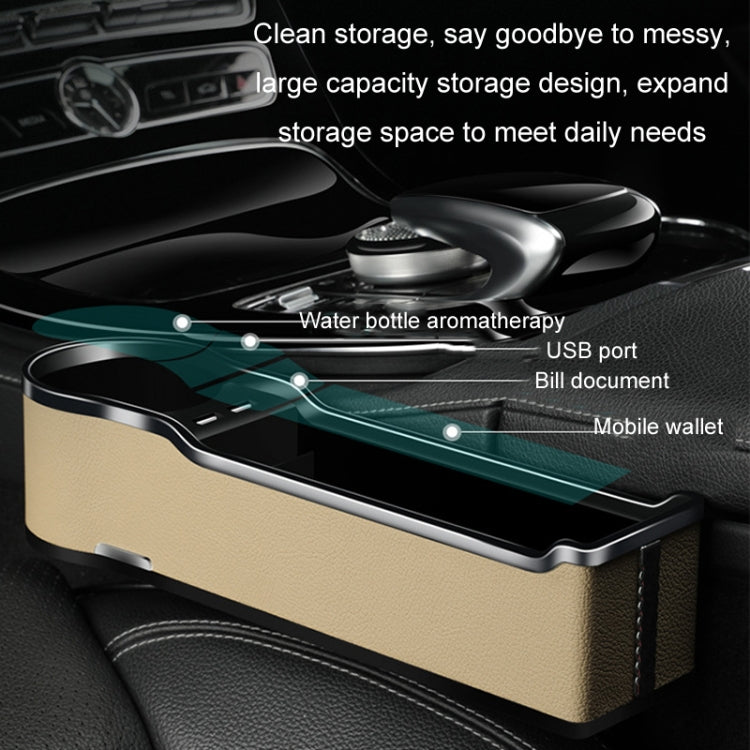 Car Seat Gap Storage Box Multifunctional Mobile Phone USB Charger, Color: Standard Brown - Stowing Tidying by PMC TechLife | Online Shopping South Africa | PMC TechLife | Buy Now Pay Later Mobicred