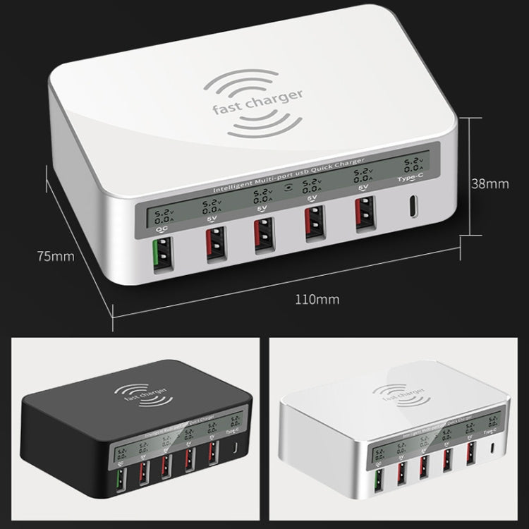 818F 5 USB Ports + Type-C Multifunctional Multi-Port Wireless Charger, Style: AU Plug (Black) - Multifunction Charger by PMC TechLife | Online Shopping South Africa | PMC TechLife | Buy Now Pay Later Mobicred