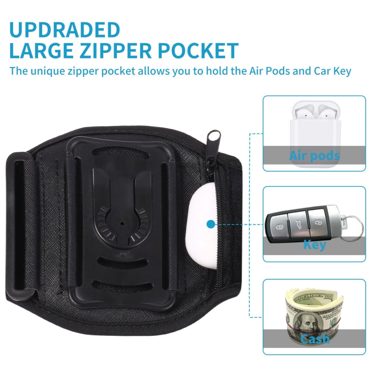 For 4.5-7 inch Phone Zipper Pocket Removable Rotating Arm Belt Bag Running Riding Phone Case(4 Claw Black) - Other by PMC TechLife | Online Shopping South Africa | PMC TechLife | Buy Now Pay Later Mobicred