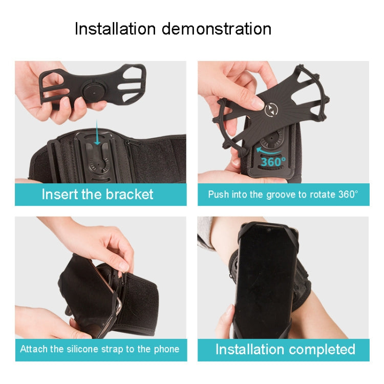 For 4.5-7 inch Phone Zipper Pocket Removable Rotating Arm Belt Bag Running Riding Phone Case(8 Claw Black) - Other by PMC TechLife | Online Shopping South Africa | PMC TechLife | Buy Now Pay Later Mobicred