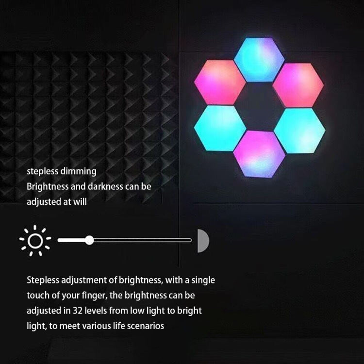 10pcs/set RGB Symphony Hexagon Lights DIY Bedside Ambient Wall Lamp Smart Honeycomb Light(Bluetooth APP) - free shipping - PMC TechLife - Order now!
