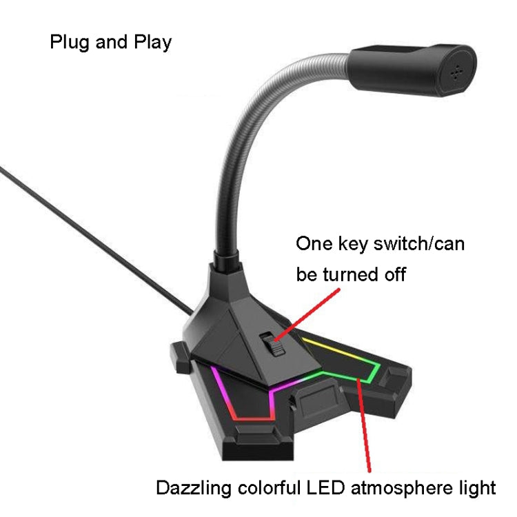 RGB Microphone Home Game Live Voice Video Microphone, Interface: USB(Black) - Microphone by PMC TechLife | Online Shopping South Africa | PMC TechLife | Buy Now Pay Later Mobicred