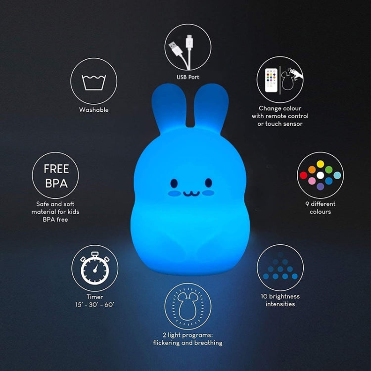 Rabbit Silicone Pat Night Light Children Gift Color Changing Lamp, Specification: Charging Remote Control - Night Lights by PMc TechLife | Online Shopping South Africa | PMc TechLife | Buy Now Pay Later Mobicred