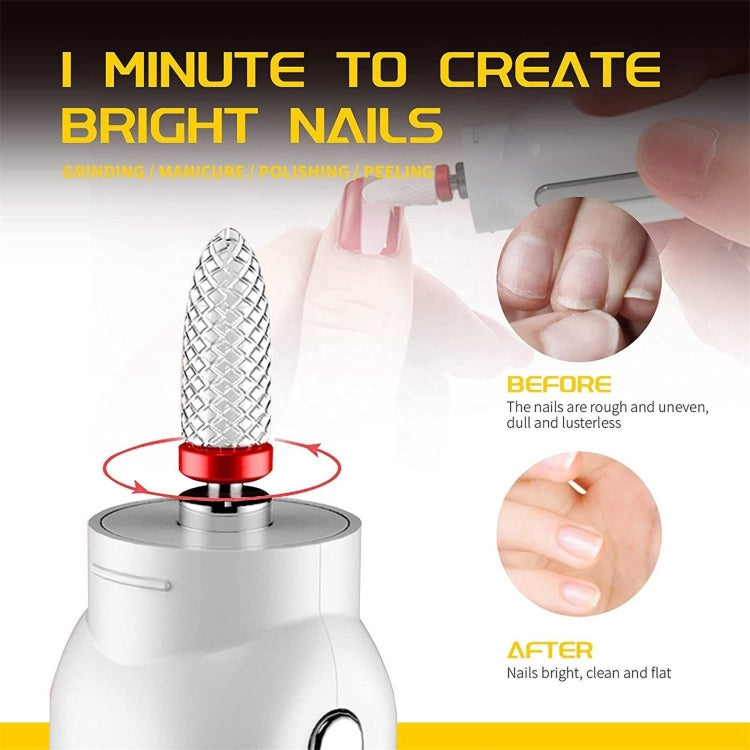 Rechargeable Nail Drill Machine Set with Ceramic Drill Bit Spot Lighting(White) - Grinding Tools & Accessories by PMC TechLife | Online Shopping South Africa | PMC TechLife