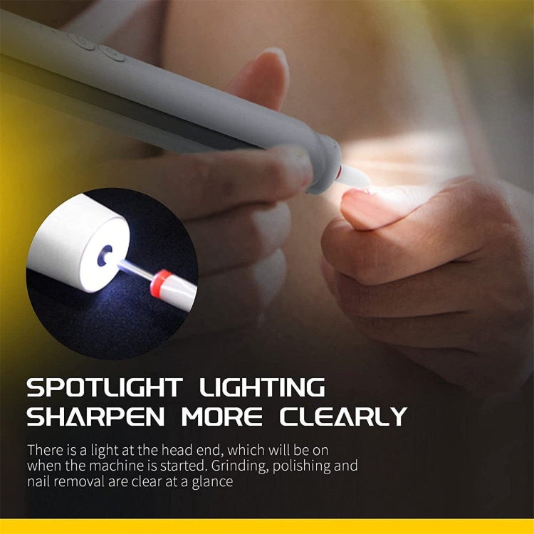 Rechargeable Nail Drill Machine Set with Ceramic Drill Bit Spot Lighting(White) - Grinding Tools & Accessories by PMC TechLife | Online Shopping South Africa | PMC TechLife