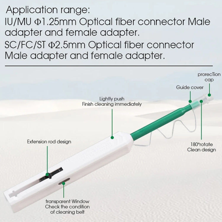 2pcs /Set Fiber Optic Cleaning Pen Endface Cleaner Fiber Optic Cleaning Tool for 1.25mm LC/Mu and 2.5mm SC/ST/FC(SC+LC) - Lan Cable and Tools by PMC TechLife | Online Shopping South Africa | PMC TechLife | Buy Now Pay Later Mobicred