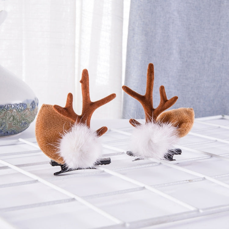 1pair Christmas Hair Accessories Cute Hairpins For Children, Color: Coffee Antler Mink Fur - Christmas Wearable Decoration by PMC TechLife | Online Shopping South Africa | PMC TechLife | Buy Now Pay Later Mobicred