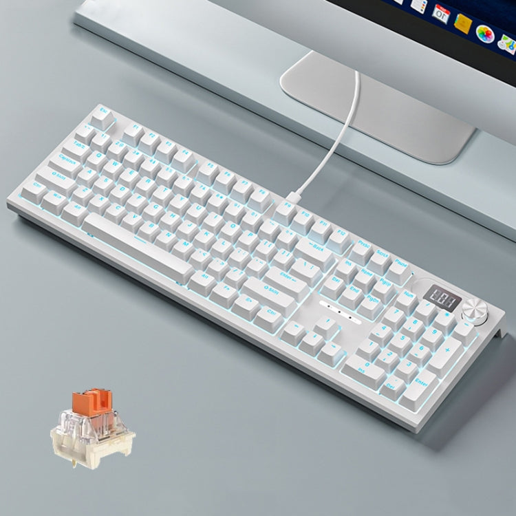 LANGTU LT104 Mechanical Keyboard Backlight Display Flexible DIY Keyboard, Style: Wired Single Mode Gold Axis (White) - free shipping - PMC Jewellery - Order now!