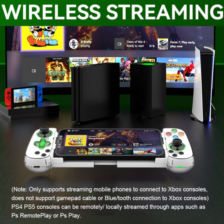 D7 BT5.0 Retractable Gamepad With Light For PC / Android / IPhone /Win7 10 11/Mac OS/Switch(White) - Gamepads by PMC TechLife | Online Shopping South Africa | PMC TechLife