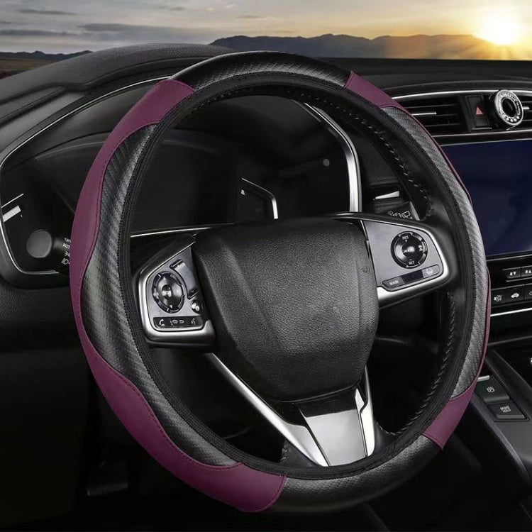38cm Carbon Fiber Elastic Leather Without Inner Ring Car Steering Wheel Cover, Color: Purple - Steering Wheel Accessories by PMC TechLife | Online Shopping South Africa | PMC TechLife | Buy Now Pay Later Mobicred