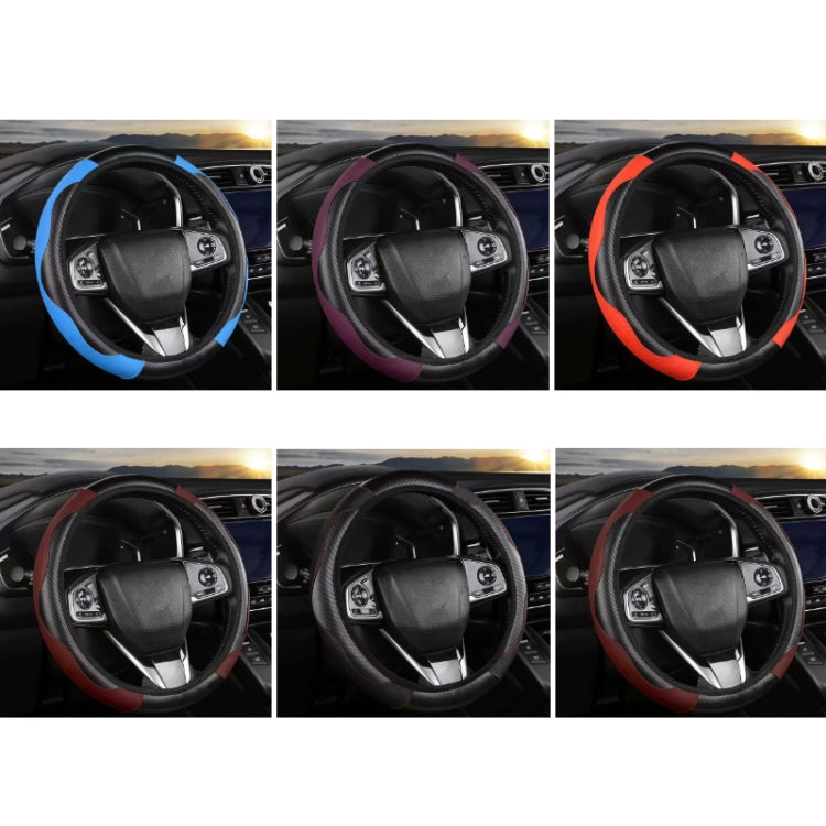 38cm Carbon Fiber Elastic Leather Without Inner Ring Car Steering Wheel Cover, Color: Red - Steering Wheel Accessories by PMC TechLife | Online Shopping South Africa | PMC TechLife | Buy Now Pay Later Mobicred