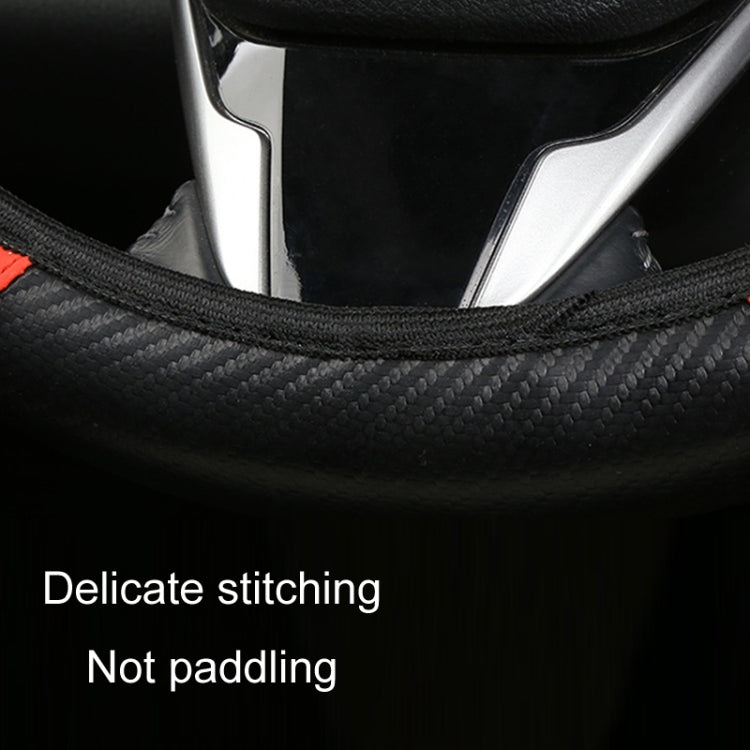 38cm Carbon Fiber Elastic Leather Without Inner Ring Car Steering Wheel Cover, Color: Black - Steering Wheel Accessories by PMC TechLife | Online Shopping South Africa | PMC TechLife | Buy Now Pay Later Mobicred