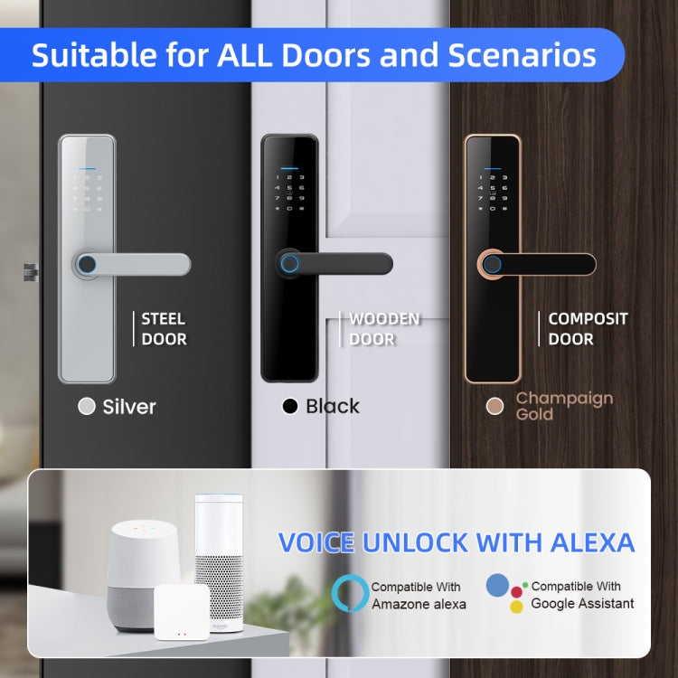 C91 Tuya Smart WiFi Password Fingerprint Electronic Door Lock(Bronze) - Door Lock by PMc TechLife | Online Shopping South Africa | PMc TechLife | Buy Now Pay Later Mobicred