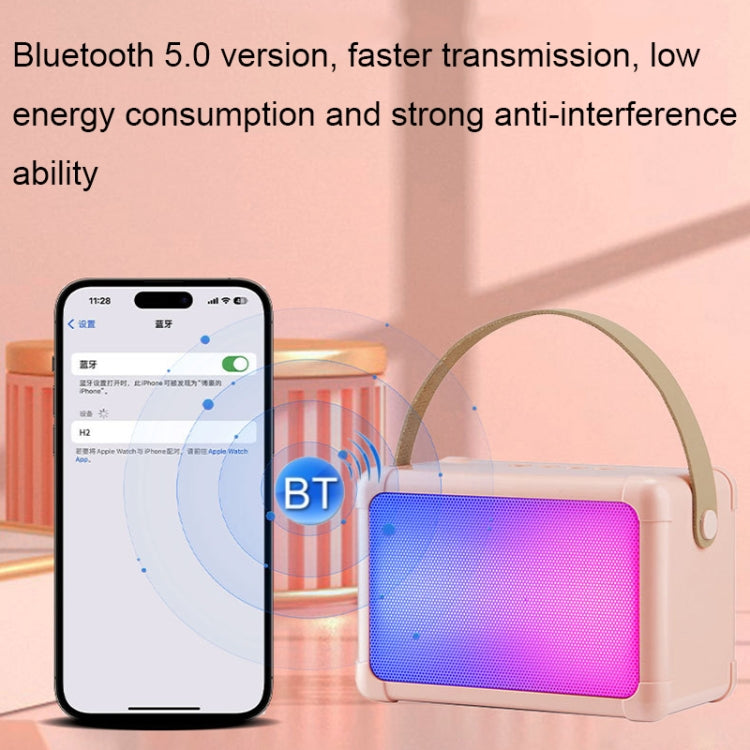 Portable RGB Lighting Effect Bluetooth Speaker Home Mini Karaoke Audio, Style: Speaker(Pink) - Microphone by PMC TechLife | Online Shopping South Africa | PMC TechLife | Buy Now Pay Later Mobicred