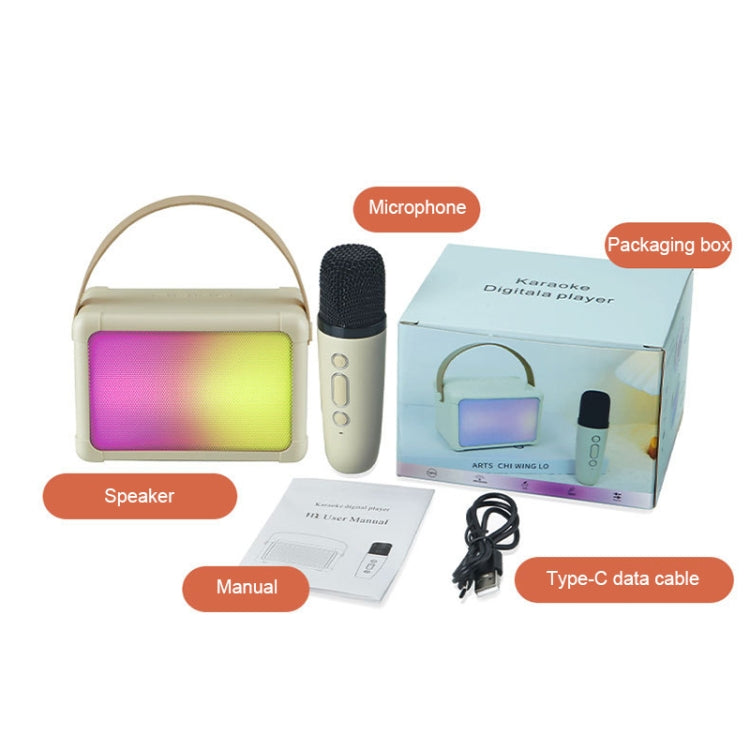 Portable RGB Lighting Effect Bluetooth Speaker Home Mini Karaoke Audio, Style: Single Microphone+Speaker(Beige) - Microphone by PMC TechLife | Online Shopping South Africa | PMC TechLife | Buy Now Pay Later Mobicred