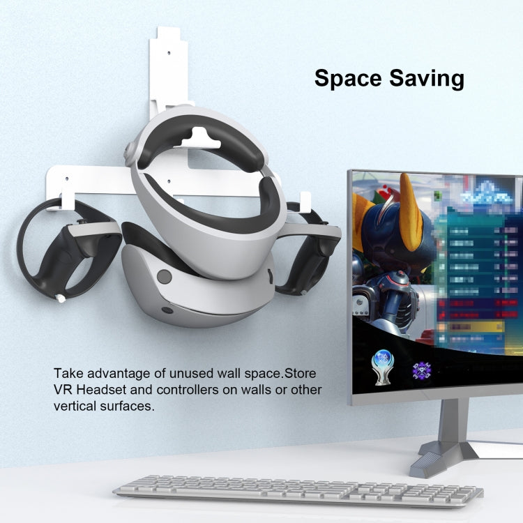 JYS JYS-P5158 For PS5 VR2 Wall Storage Bracket Helmet/Headset/Handle/Remote Control Wall Storage Storage Shelf(White) - free shipping - PMC TechLife - Order now!