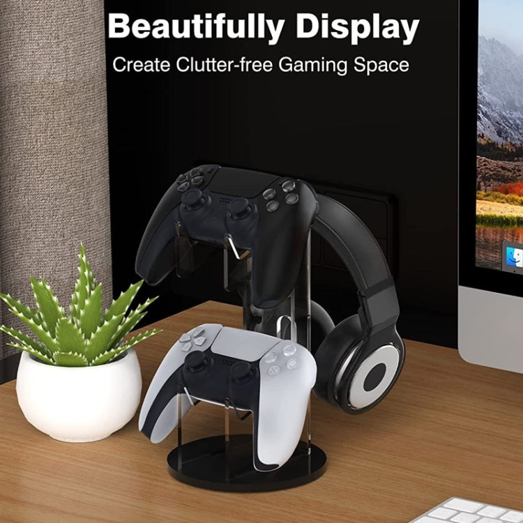 Acrylic Game Controller Display Stand Headphone Hanger(Black-Round Bottom) - Holder by PMC TechLife | Online Shopping South Africa | PMC TechLife