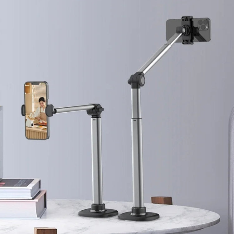 Mobile Live Piercing Bracket Aluminum Alloy 360 Degree Rotation Telescopic Adjustment Bedside Desktop Live Bracket(Gray) - free shipping - PMc TechLife - Order now!