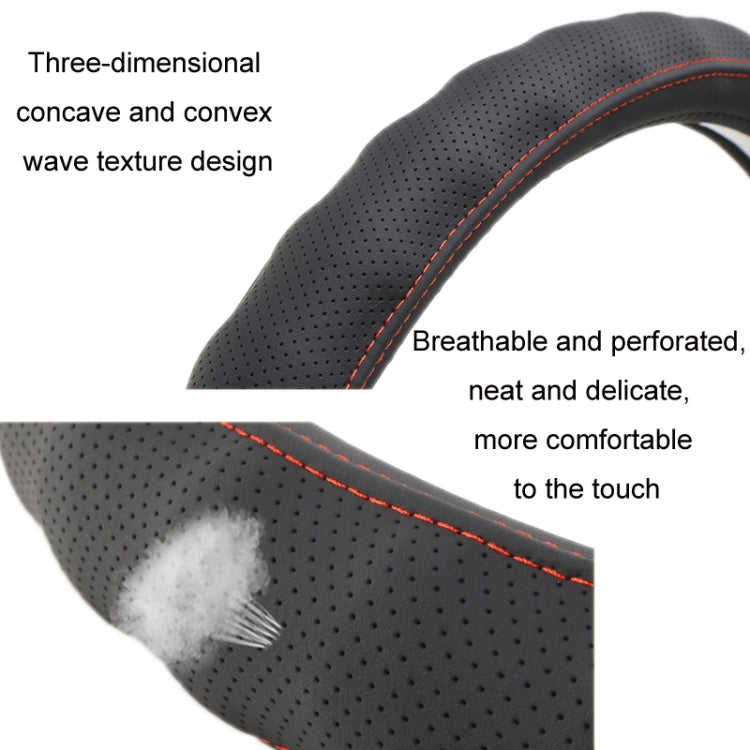 42cm Leather Truck Steering Wheel Cover(Black Red Line) - Steering Wheel Accessories by PMC TechLife | Online Shopping South Africa | PMC TechLife | Buy Now Pay Later Mobicred