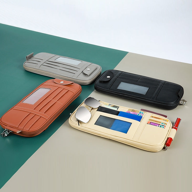 Car Driver License Storage Bag Sun Visor Sunglasses Card Holder, Color: Beige - free shipping - PMC TechLife - Order now!