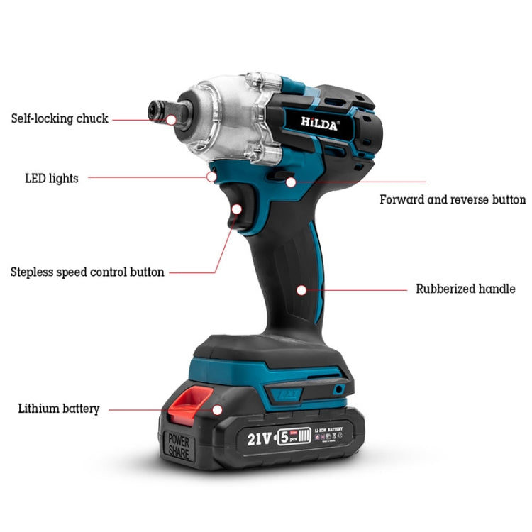 HILDA Motorized Wrenches Lithium Repair Parts With 22mm Socket, US Plug, Model: Red With 1 Battery+1 Charger(1500mAh) - free shipping - PMC TechLife - Order now!