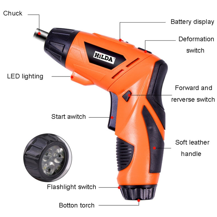 HILDA Multi-Function Li-Ion Screwdriver Mini Screwdriver Set(White) - Screws by HILDA | Online Shopping South Africa | PMc TechLife | Buy Now Pay Later Mobicred