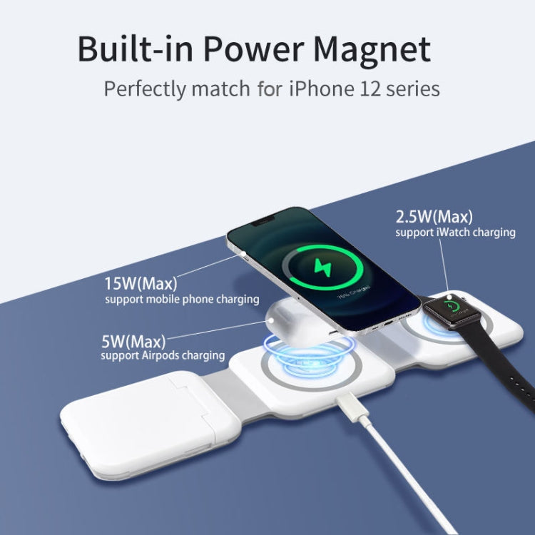10-in-1 Magnetic Wireless Folding Charger With Data Cable Adapter Storage box(White) - free shipping - PMC Jewellery - Order now!