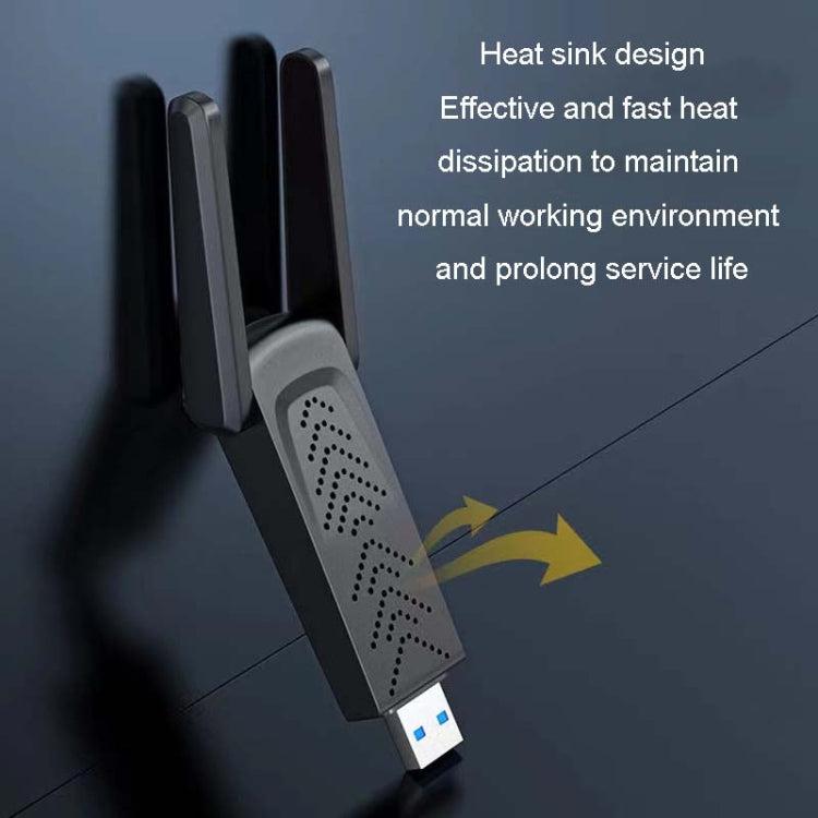 1300Mbps Wireless Network Card Gigabit Dual Band 5G Driverless Computer USB Network Card, Scope: 600m - USB Network Adapter by PMC TechLife | Online Shopping South Africa | PMC TechLife