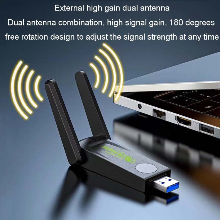 1300Mbps Wireless Network Card Gigabit Dual Band 5G Driverless Computer USB Network Card, Scope: 600m - USB Network Adapter by PMC TechLife | Online Shopping South Africa | PMC TechLife