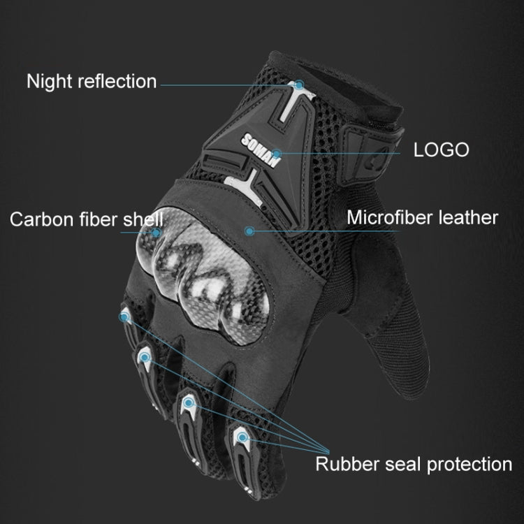 SOMAN Motorcycle Riding Anti-fall Breathable Anti-slip Carbon Fiber Gloves, Size: XXL(Black) - free shipping - PMC TechLife - Order now!