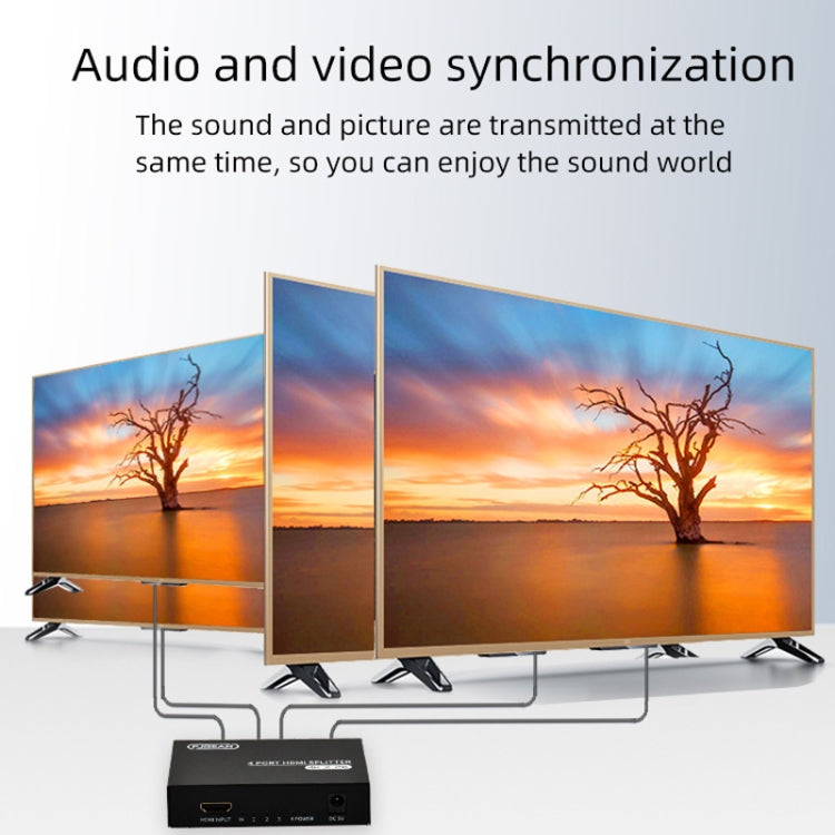 FJGEAR FJ-SM4K104 HD Audio/Video Splitter HDMI 1 In 4 Splitter(EU Plug) - free shipping - PMC Jewellery - Order now!