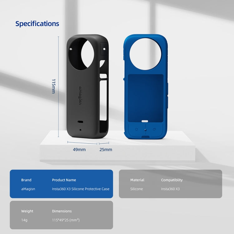 For Insta360 X3 AMagisn Body Silicone Protective Cover, Style: Lens Case (Black) - free shipping - PMC TechLife - Order now!