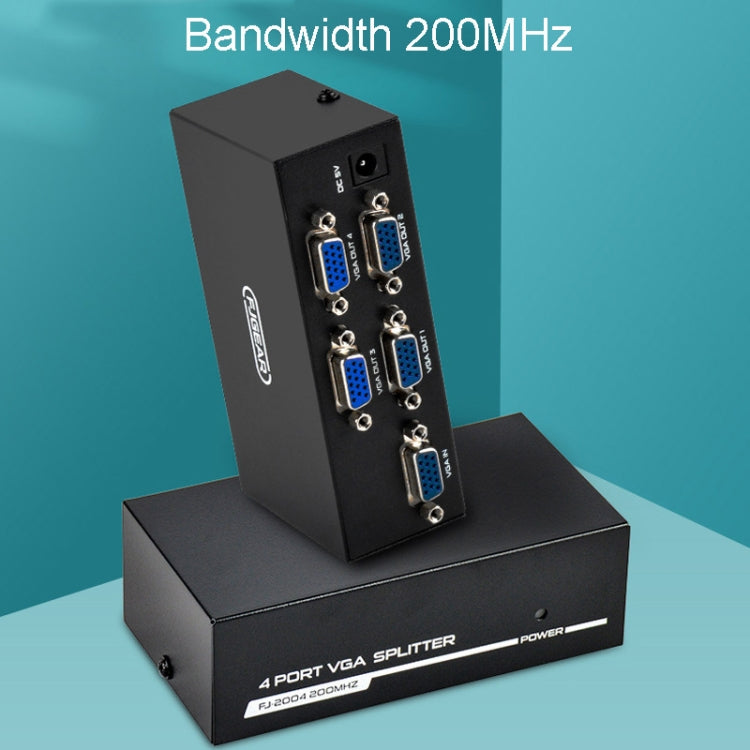 FJGEAR FJ-2004 VGA Splitter 1 In 4 Out Computer Vedio Output Splitter, EU Plug - free shipping - PMC TechLife - Order now!