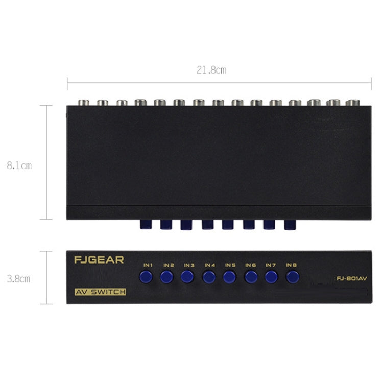 FJGEAR FJ-801AV Audio Video Switcher 8 In 1 Out CVBS Switcher - free shipping - PMC TechLife - Order now!