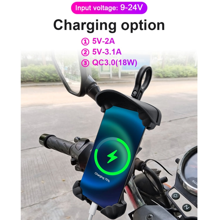 Motorcycle Sunshade Rainproof Mobile Phone Holder, Shape: Charging Handlebar Holder 5V-3.1A - free shipping - PMC TechLife - Order now!