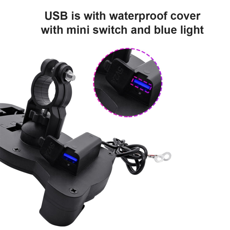 Motorcycle Sunshade Rainproof Mobile Phone Holder, Shape: Charging Handlebar Holder 5V-2A - Holder by PMC TechLife | Online Shopping South Africa | PMC TechLife | Buy Now Pay Later Mobicred