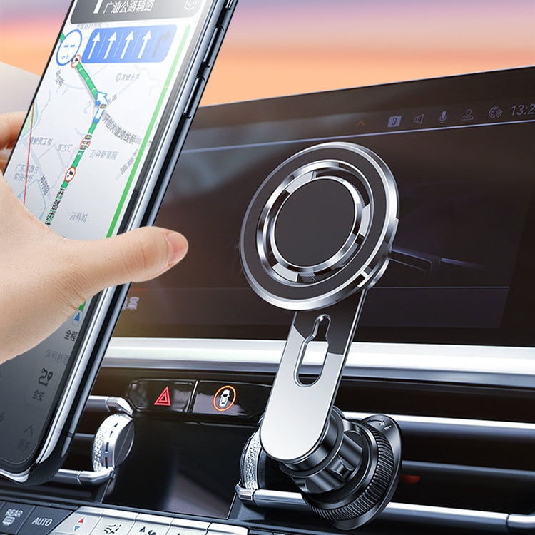 720 Degree Rotating Air Outlet Car Phone Holder Universal Magnetic Navigation Bracket(Silver) - Car Holders by PMC TechLife | Online Shopping South Africa | PMC TechLife | Buy Now Pay Later Mobicred