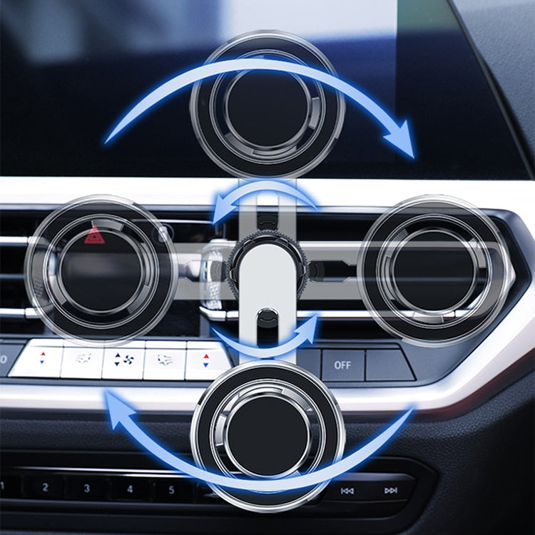 720 Degree Rotating Air Outlet Car Phone Holder Universal Magnetic Navigation Bracket(Silver) - Car Holders by PMC TechLife | Online Shopping South Africa | PMC TechLife | Buy Now Pay Later Mobicred