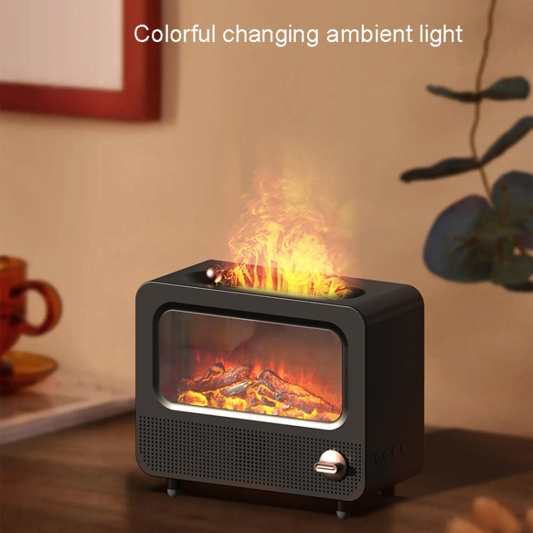 USB White Noise Simulation Flame Fire Furnace Aromatherapy Machine Indoor Large Spray Measurement Humidifier(Black) - free shipping - PMC TechLife - Order now!