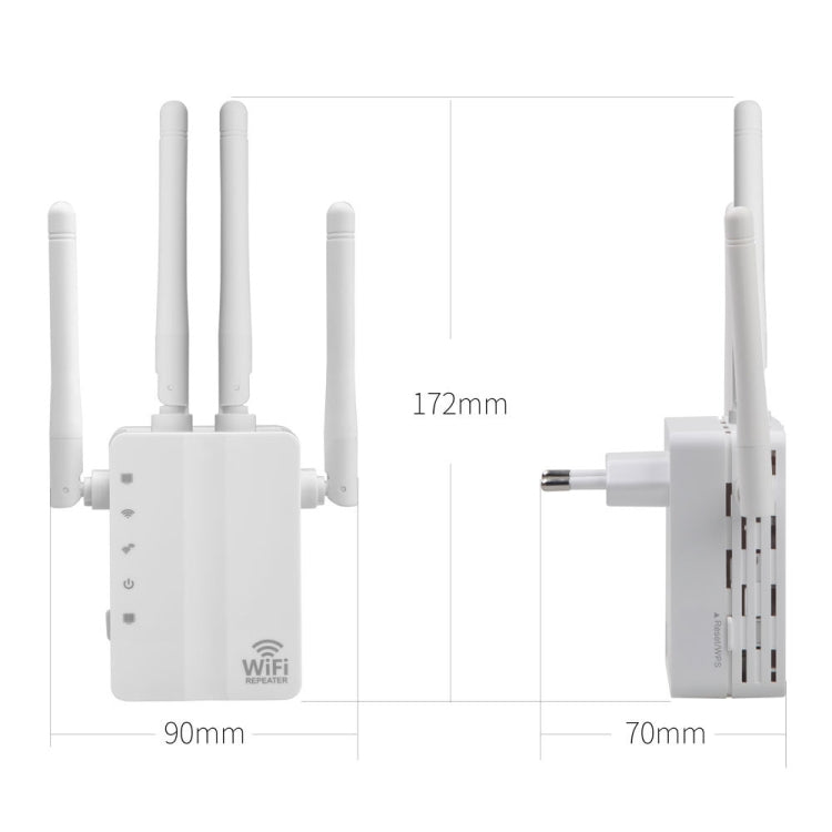 5G/2.4G 1200Mbps WiFi Range Extender WiFi Repeater With 2 Ethernet Ports EU Plug Black - Broadband Amplifiers by PMC TechLife | Online Shopping South Africa | PMC TechLife