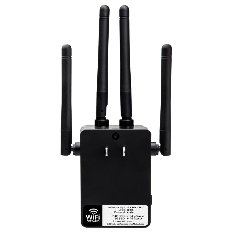 5G/2.4G 1200Mbps WiFi Range Extender WiFi Repeater With 2 Ethernet Ports US Plug Black - Broadband Amplifiers by PMC TechLife | Online Shopping South Africa | PMC TechLife