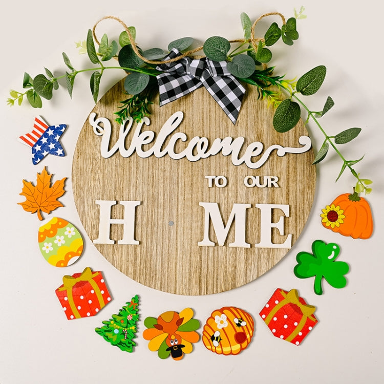 Stereoscopic DIY Home Wooden Round Welcome Door Sign Pendant Wreaths Wall Hanging Decor - Holiday Decorations by PMc TechLife | Online Shopping South Africa | PMc TechLife | Buy Now Pay Later Mobicred