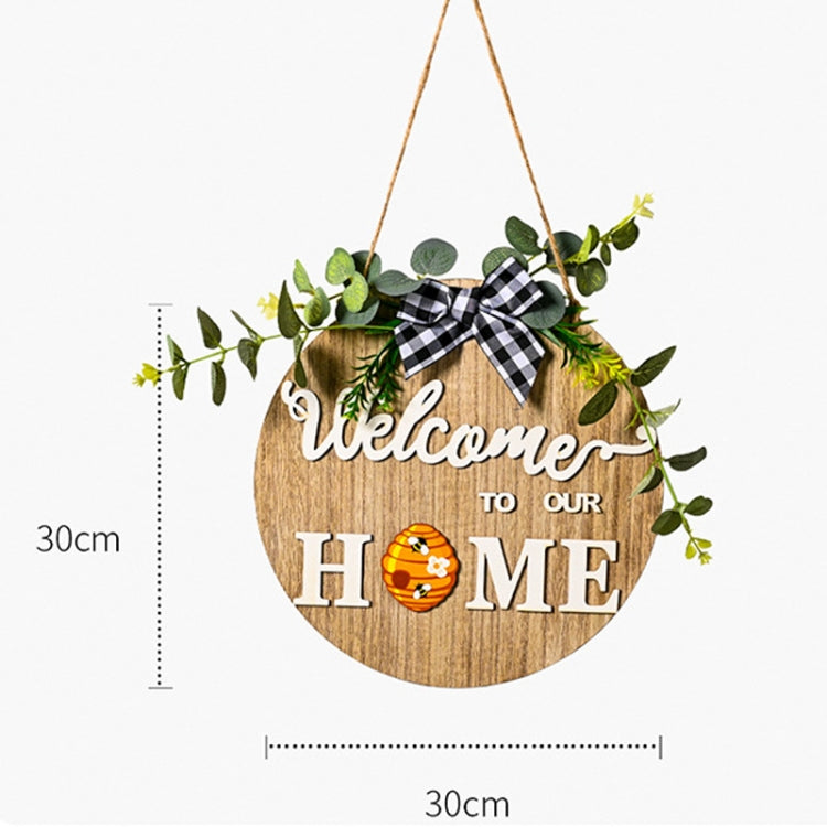 Stereoscopic DIY Home Wooden Round Welcome Door Sign Pendant Wreaths Wall Hanging Decor - Holiday Decorations by PMc TechLife | Online Shopping South Africa | PMc TechLife | Buy Now Pay Later Mobicred
