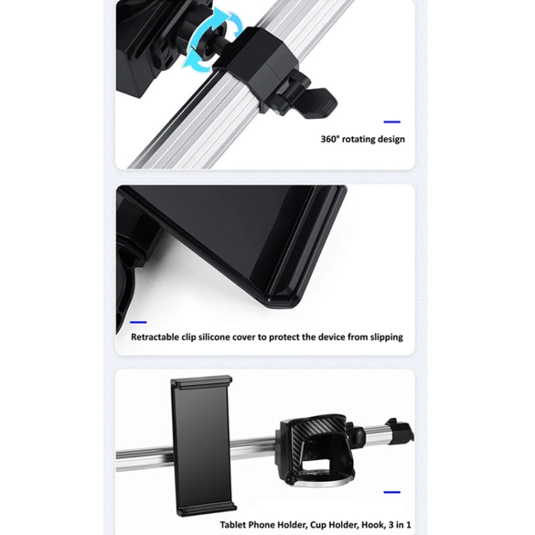 3 in 1 Car Mobile Phone Holder Computer Holder Universal Aluminum Tube With Hook - Car Holders by PMC TechLife | Online Shopping South Africa | PMC TechLife | Buy Now Pay Later Mobicred